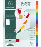 Intercalaires 12 positions A4 carton blanc avec touches R.2312E