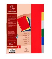 Intercalaires 6 positions A4 polypro 12/100ème coloré R.3006E
