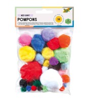 Pompons multi tailles 30 pièces coloris ass R.50309