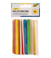 Bâton en bois 114x10x2mm 50 pièces 6 coloris ass R.2290