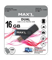 Clé USB 16Go 3.0 & micro Dual plug Max'l R.MAXL85460/1