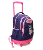 Trolley grand modèle chat miaou 3 compartiments bleu -rose R.LO11747