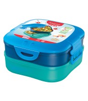Boîte goûter concept carré 2 compartiments bleu-vert R.870703