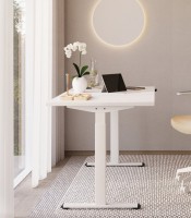 Bureau droit électrique E-Como160x80 cm blanc pieds blancs XXX