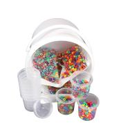 Perles plastique Ø 9mm +10 pots vides  sachet de 3000 ass R.1950