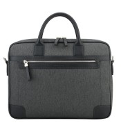 Porte documents 41x29x7cm Matthieu toile + cuir gris R.64154