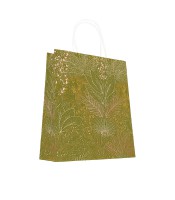 Sac cadeau cabas 18x8x23cm vert motif nature R.7554BLPFE