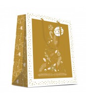 Sac cadeau cabas 18x10x23cm noël pailletté or/blanc R.20CTKPOBM