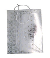 Sac cadeau cabas 26x13x32cm blanc motifs métalisés R.7061MAL