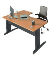Bureau compact retour droite PRACTIKA 160x120 vdf noyer pieds P1 