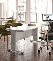 Bureau 120x80 droit PRACTIKA noyer vdf pieds P1 