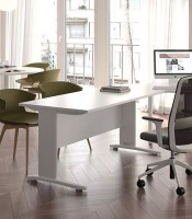 Bureau 140x80 droit PRACTIKA noyer vdf pieds P1 