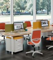 Bureau 160x164 IDEA+ bench suite chêne 2 plat. trous pied 01 blanc