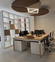 Bureau 140x164X4 bench suite chêne 2 plateaux pied 01 bicolore 