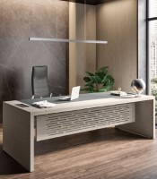 Bureau L224 E-10 orme ret. ambidextre+caisson insert cuir  +QF144