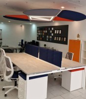 Bureau 280x181,5xH76 IDEA+ bench béton 4 plateaux pieds 01 blancs 