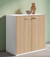 Armoire basse 2 portes dessus L86xH86 noyer corps blanc