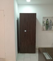 Armoire haute L86xP45xH214 cm 2 portes eucalyptus corps anthracite