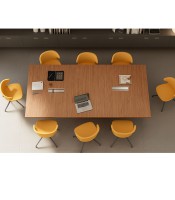 Table réunion 280x140x76 cm E-10 noyer américain pied laqué