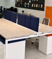 Cloisonnette L140 cm acoustique bleu saphir structure blanche