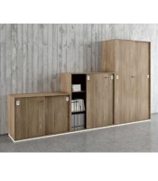 Armoire Haute 2 portes coulissantes Noyer Can. L120xP45xH214 IDEC07S