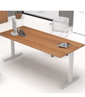 Bureau L120xP80 H74 cm droit OFFIDEA noyer pieds T 
