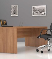 Bureau droit OFFIDEA noyer canaletto pieds panneaux vdf L180xP80xH74