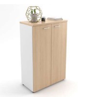 Armoire mi-hauteur double OFFIDEA noyer c. L90xP45xH130cm