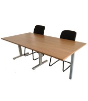 Table réunion modulable OFFIDEA départ noyer pieds T 100xP100xH74 