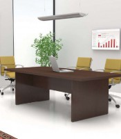 Table réunion L240x100 OFFIDEA avec top access noyer pieds panneaux
