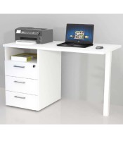 Bureau L120xP60 cm droit OFFIDEA noyer + caisson 3 tiroirs pied tube 