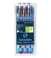 Stylo bille XB 3 couleurs noir/rouge/bleu slider memo blisterR.150293