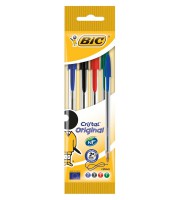 Stylo bille moyen blister 4 noir-bleu-rouge-vert R.516834