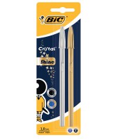 Stylo bille moyen cristal shine blister de 2 bleu-noir R.9213361  s