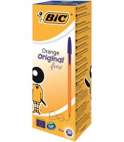 Stylo bille fin bleu corps cristal orange transparent R.9434451