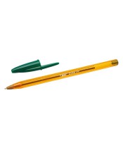 Stylo bille fin vert corps orange transparent R.9434481