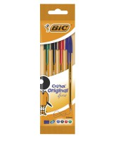 Stylo bille fin blister 4 couleurs noir-bleu-rouge-vert R.516340