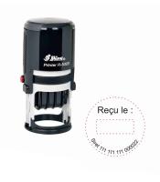 Tampon dateur date + texte rond Ø 32mm bleu-rouge R.R-532D