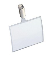 Badge double attache pince + épingle 40x75mm R.200570XXX